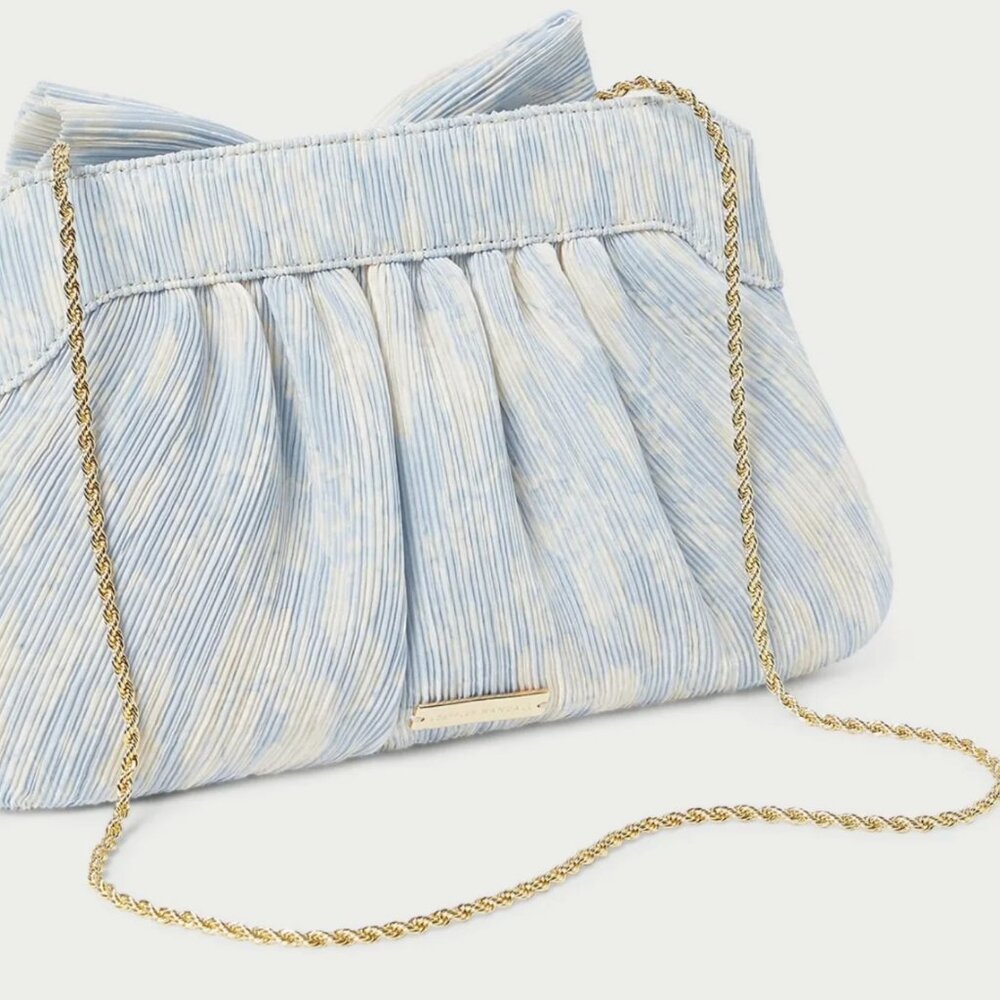 Loeffler Randall Rayne Blue Floral Bow Clutch —perfect bridal purse! Like New - Picture 4 of 5